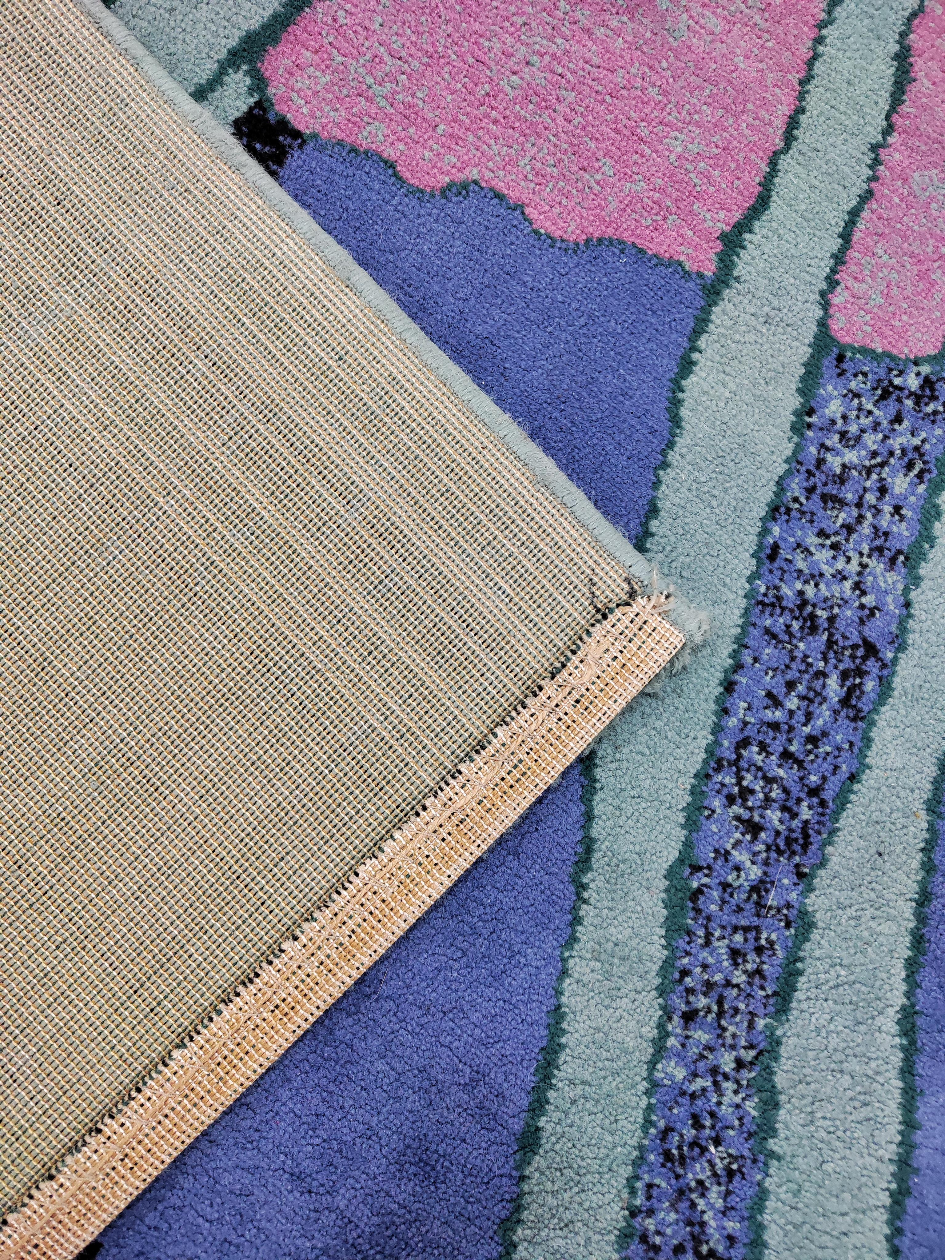 Allemand Tapis postmoderne en laine abstraite aux couleurs pastel, Allemagne de l'Ouest, annes 1970 en vente