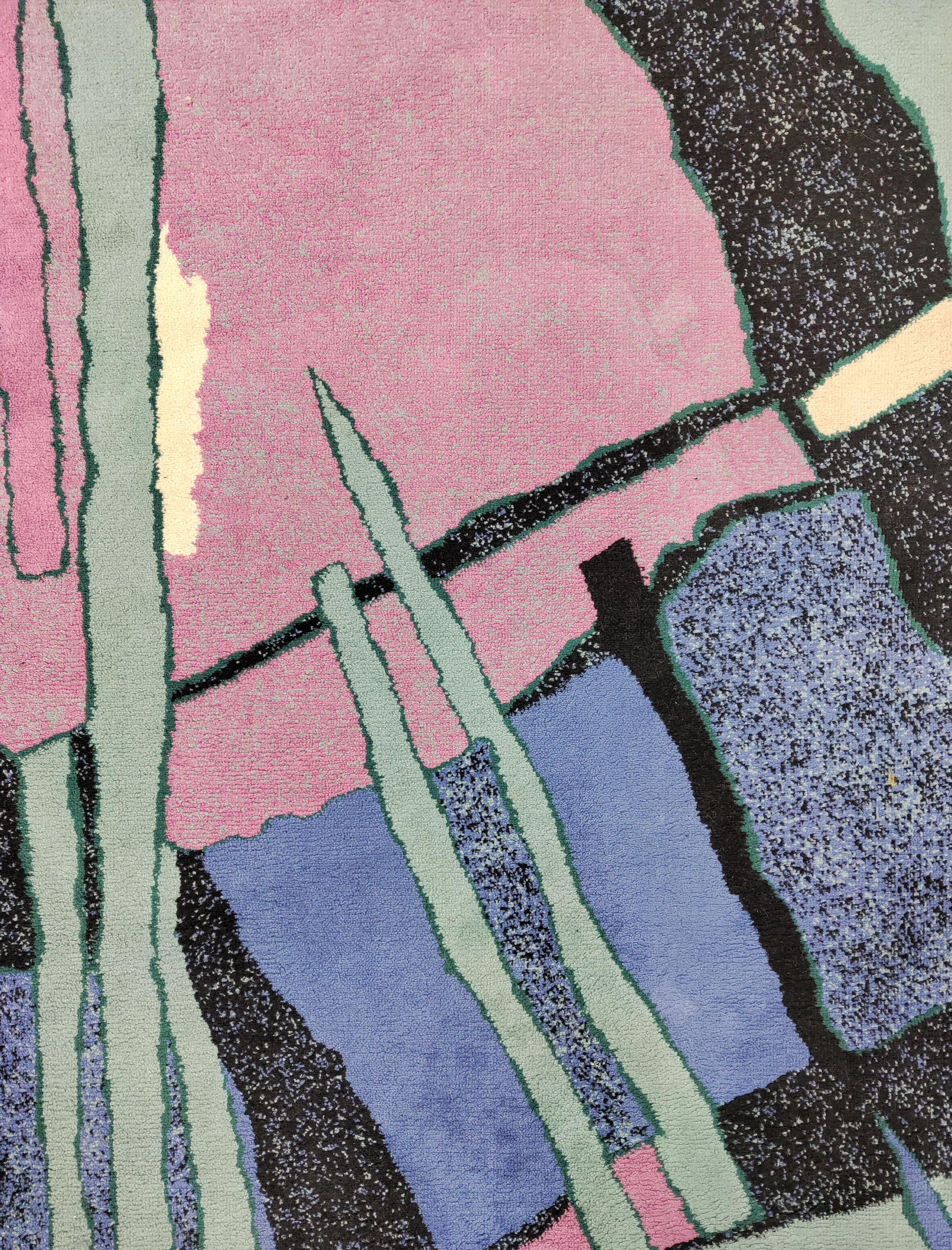 Tissage Tapis postmoderne en laine abstraite aux couleurs pastel, Allemagne de l'Ouest, annes 1970 en vente