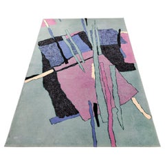 Retro Postmodernist Abstract Woolen Rug in Pastel Colours, West Germany 1970s