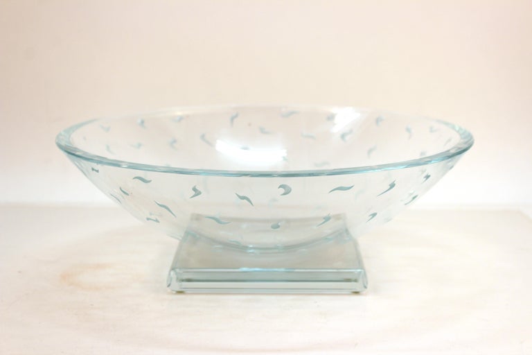Postmodernist Decorative Circular Glass Bowl, Signed at 1stDibs