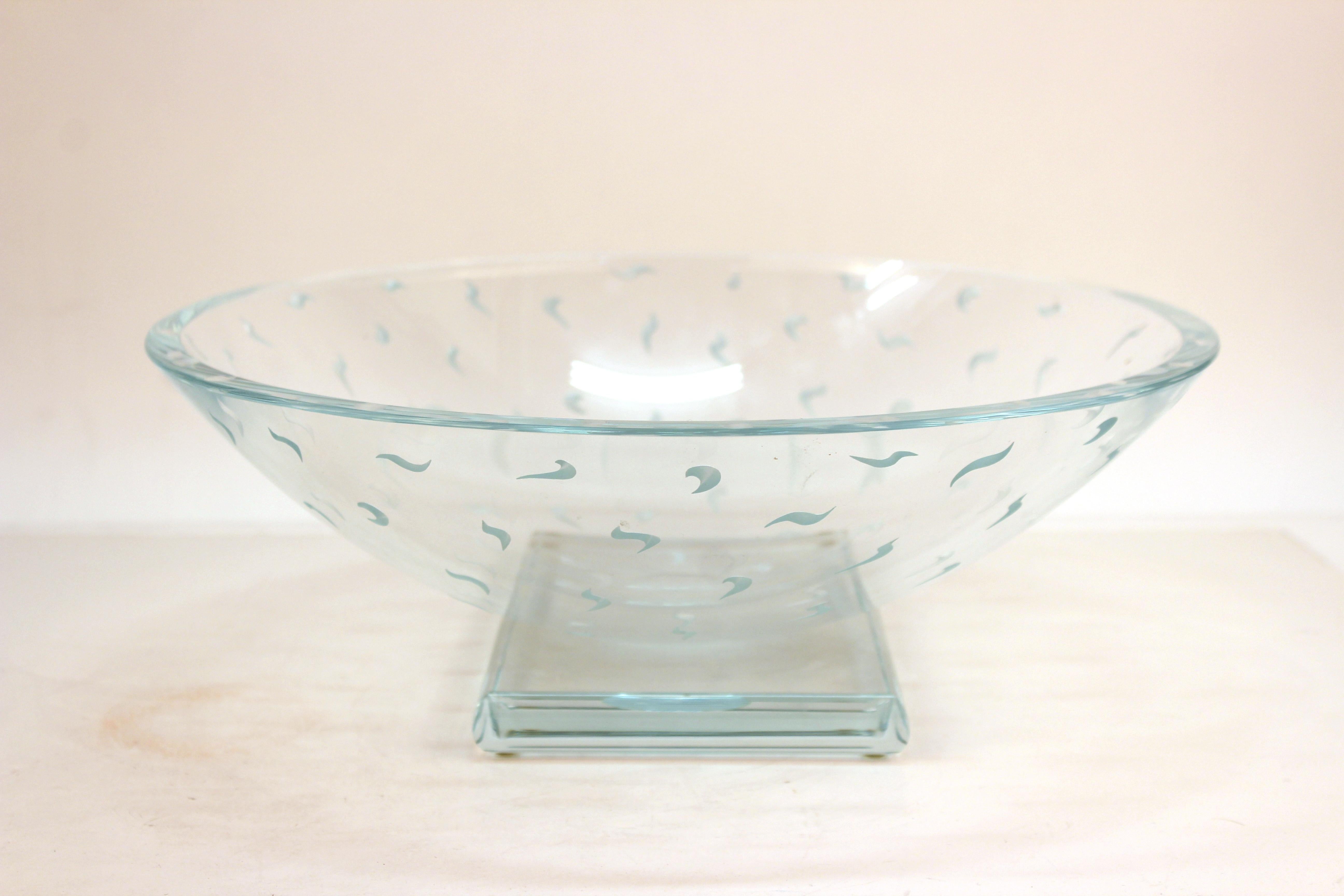 Post-Modern Postmodernist Decorative Circular Glass Bowl, Signed