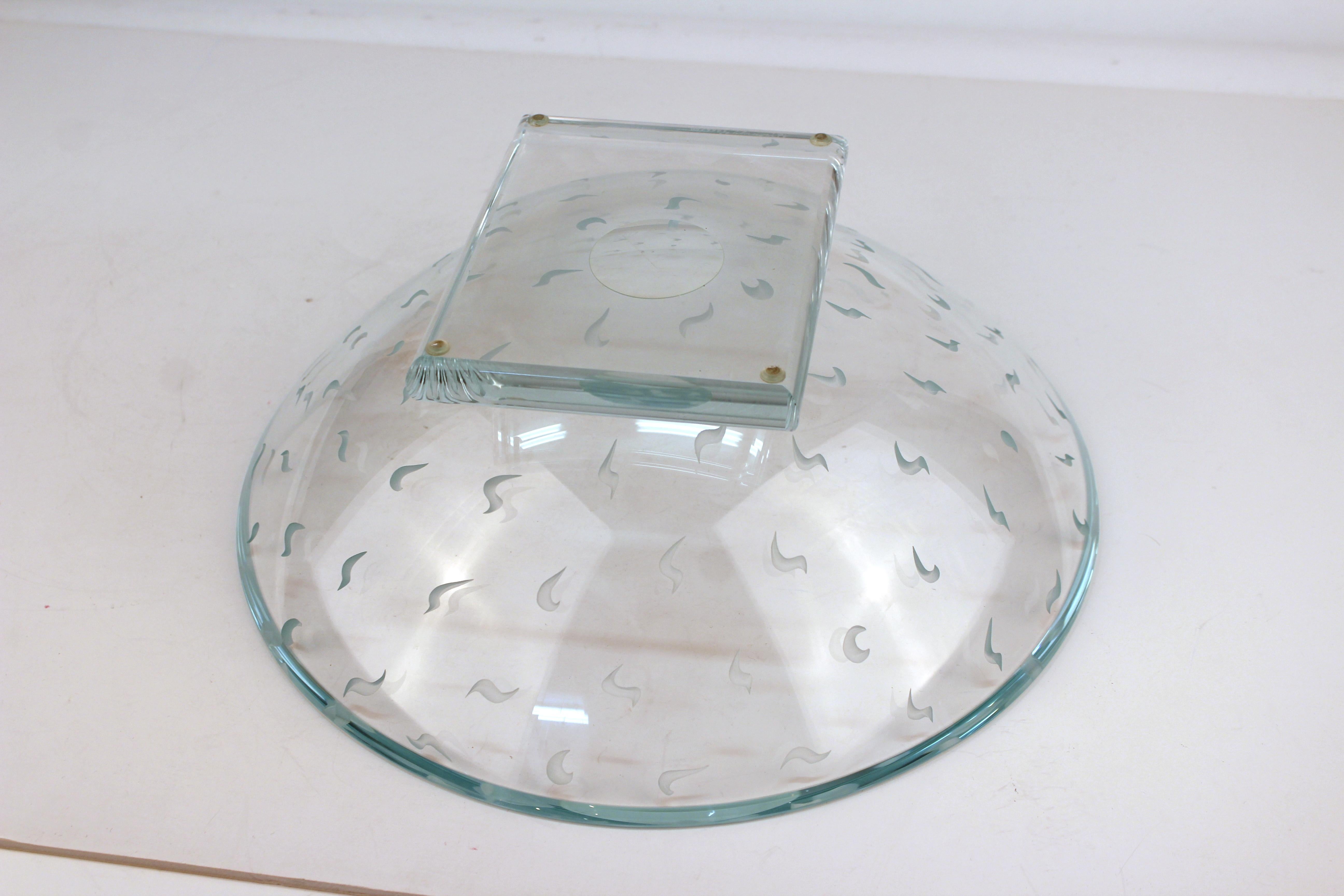 Postmodernist Decorative Circular Glass Bowl, Signed 2