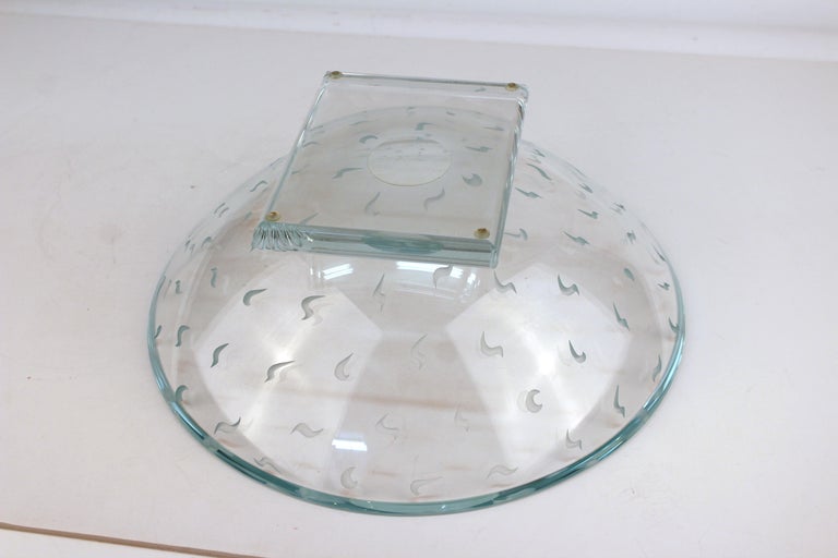 Postmodernist Decorative Circular Glass Bowl, Signed at 1stDibs