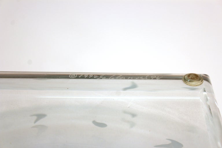 Postmodernist Decorative Circular Glass Bowl, Signed at 1stDibs