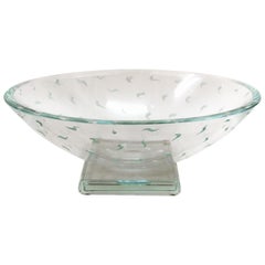 Postmodernist Decorative Circular Glass Bowl, Signed