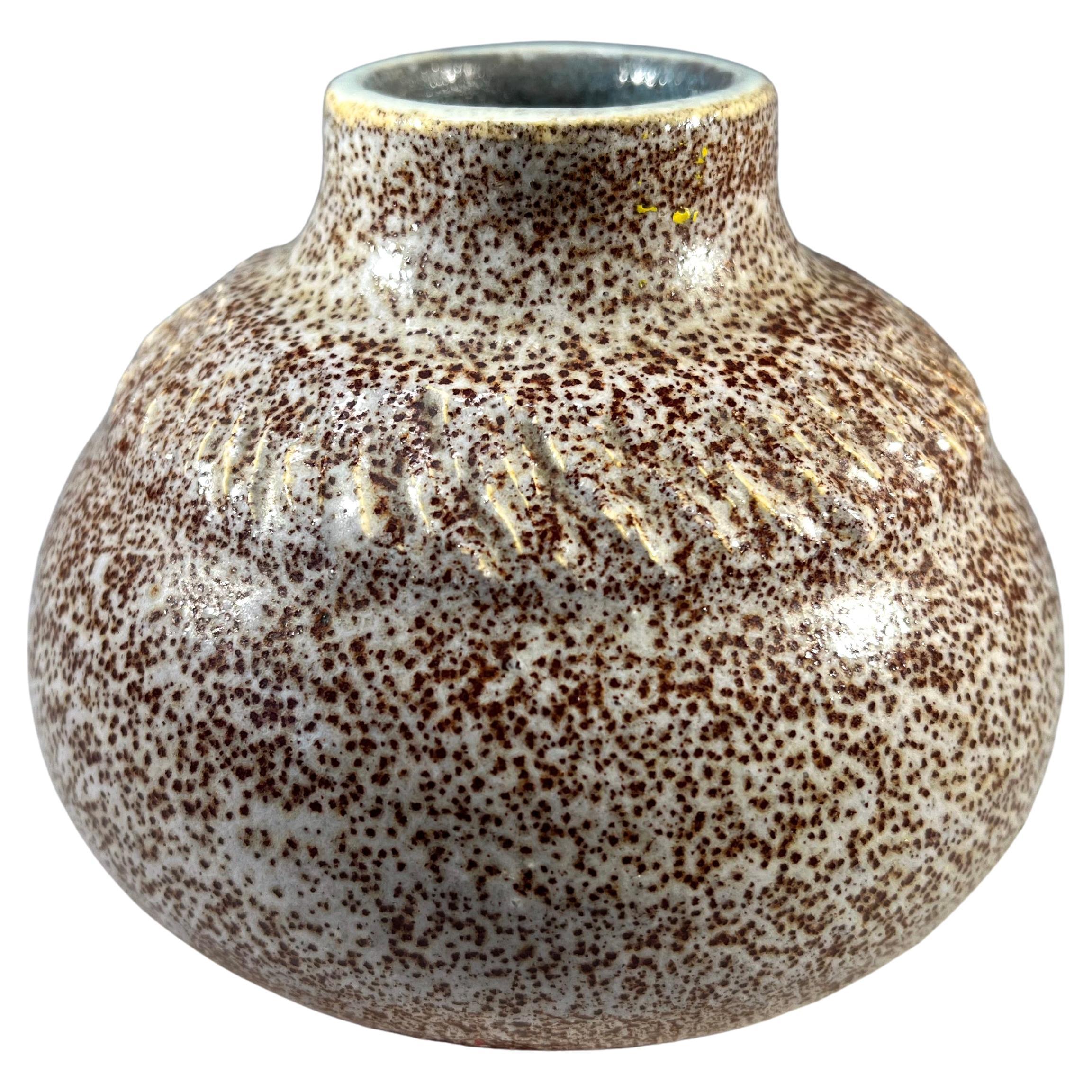 Posy By Accolay, Chestnut Speckled Glaze Ceramic Vase, France 1960's