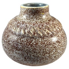 Posy By Accolay, Chestnut Speckled Glaze Ceramic Vase, France 1960's