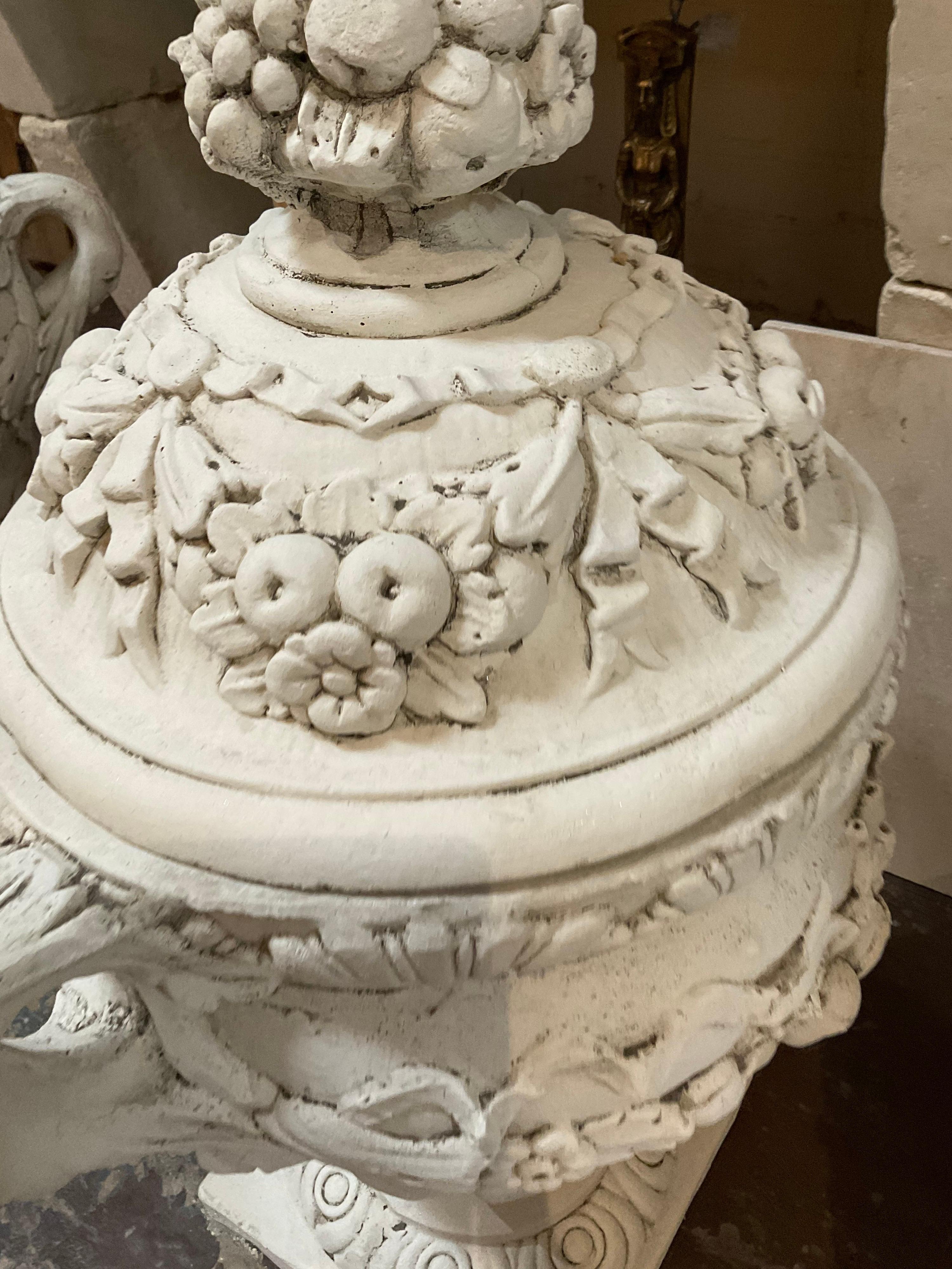 Limestone Pot a Feu French Urn with Lid For Sale