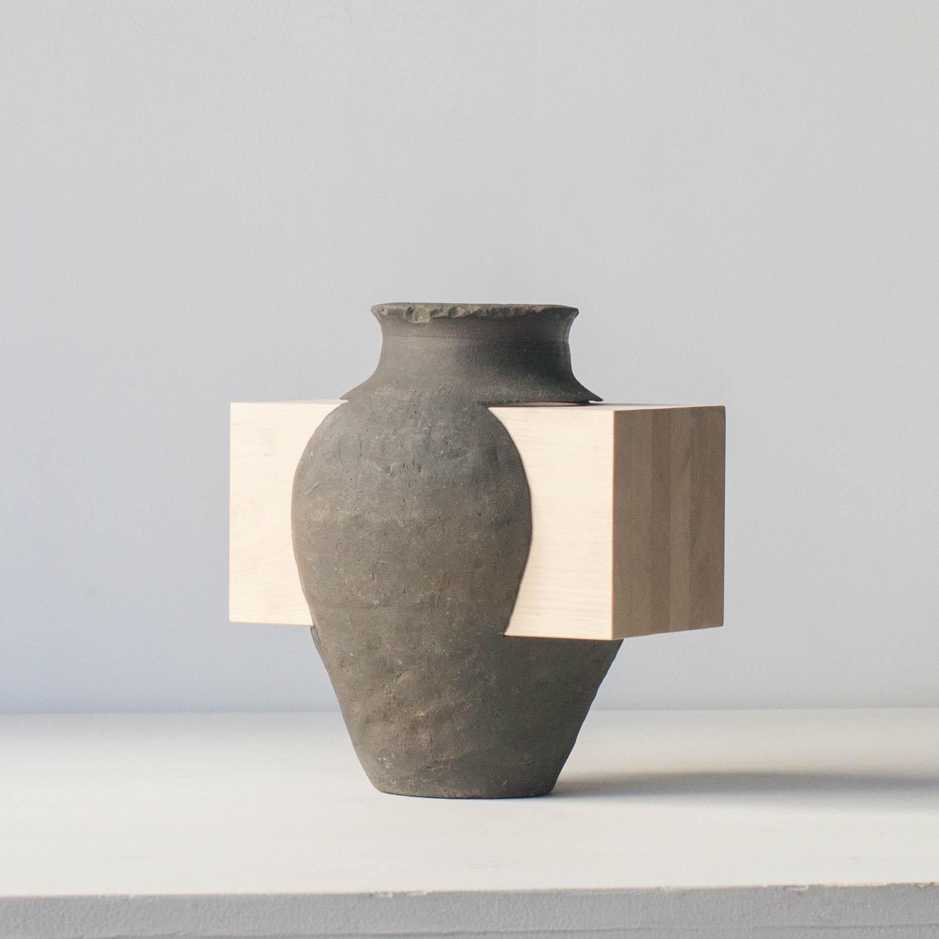 Japonisme Pot et sculpture abstraite en bois de style japonais zen contemporain en vente