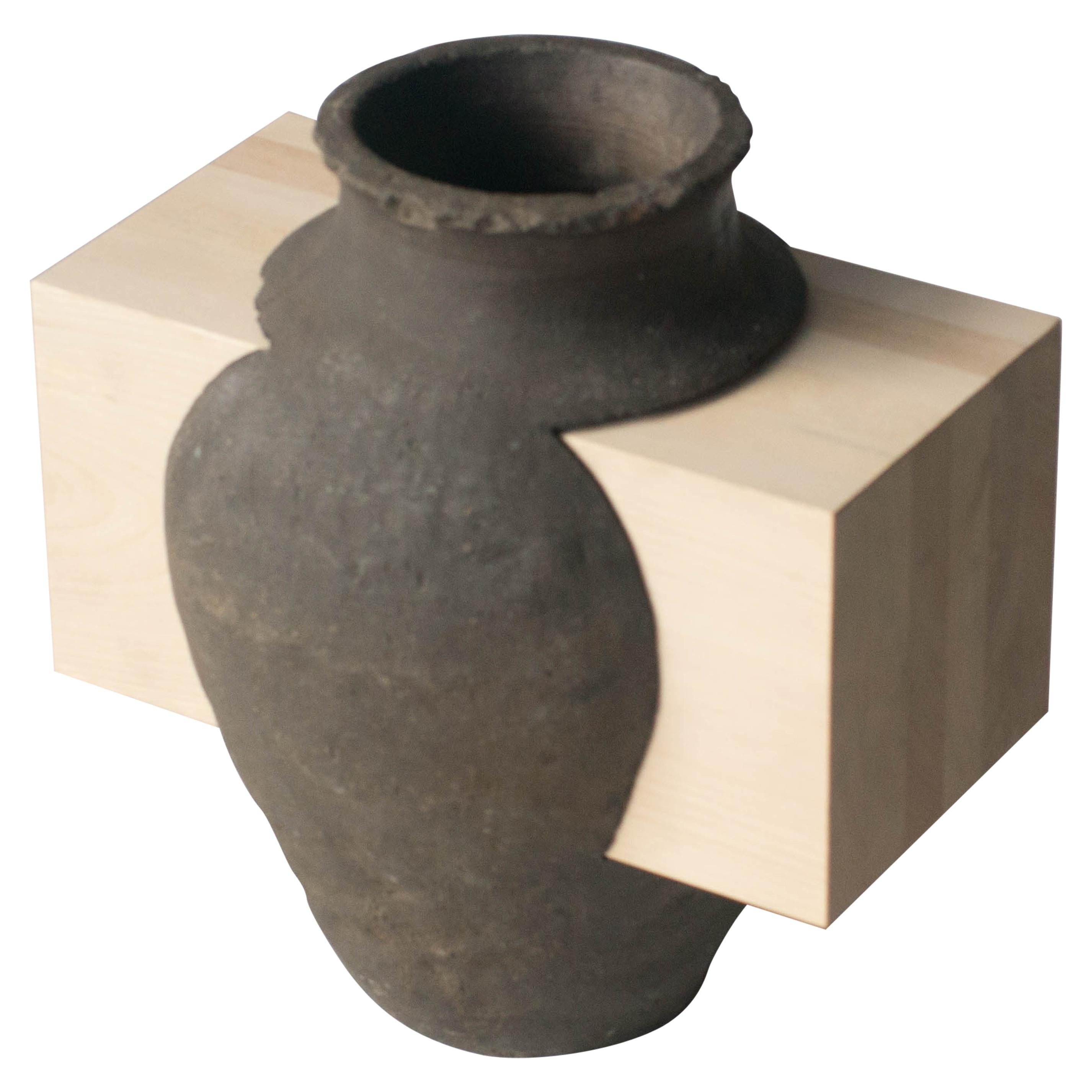 Pot et sculpture abstraite en bois de style japonais zen contemporain