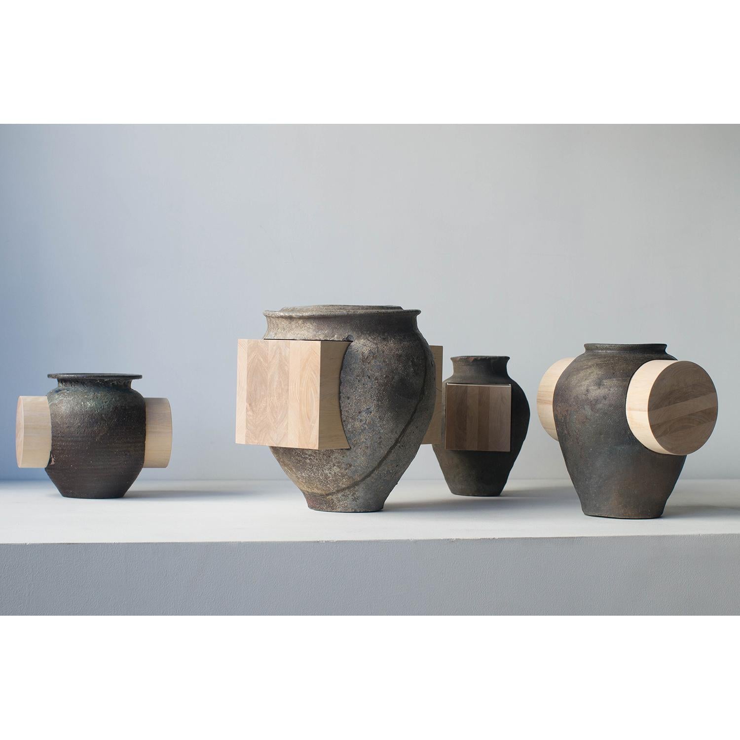 XXIe siècle et contemporain Pot et bois3 Sculpture abstraite contemporaine de style japonais zen en vente