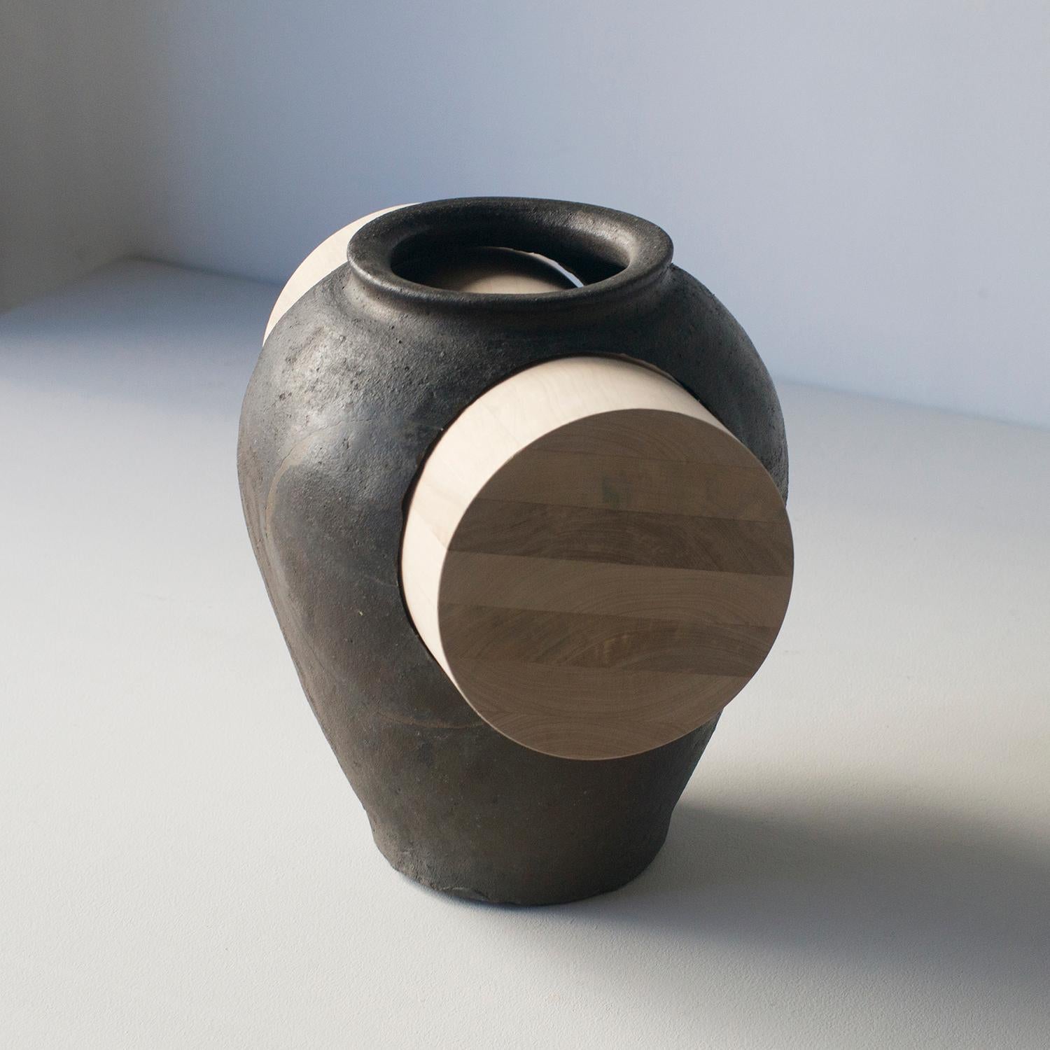 Japonais Pot et bois4 Sculpture abstraite contemporaine de style japonais zen en vente