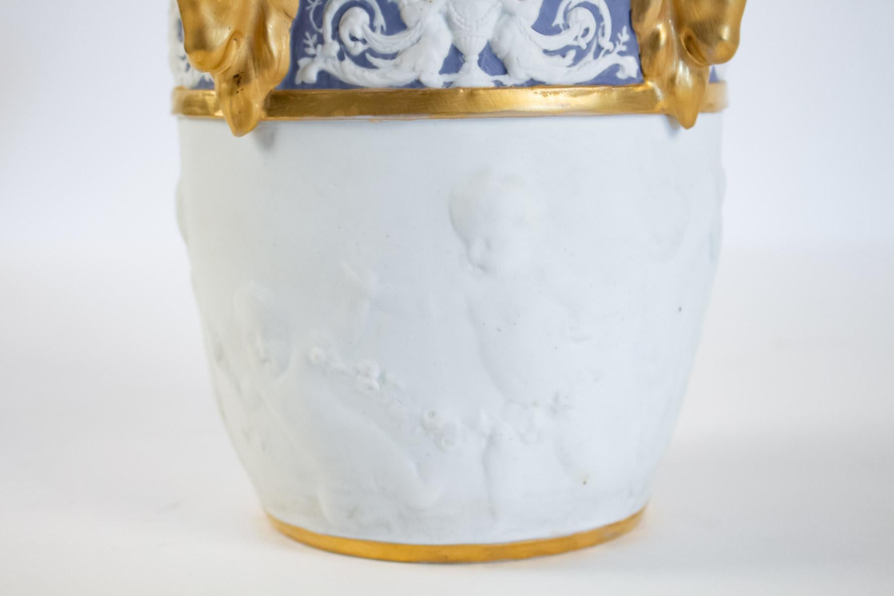 Porcelain Pot in Biscuit De Sèvres, 19th Century, Napoleon III Period