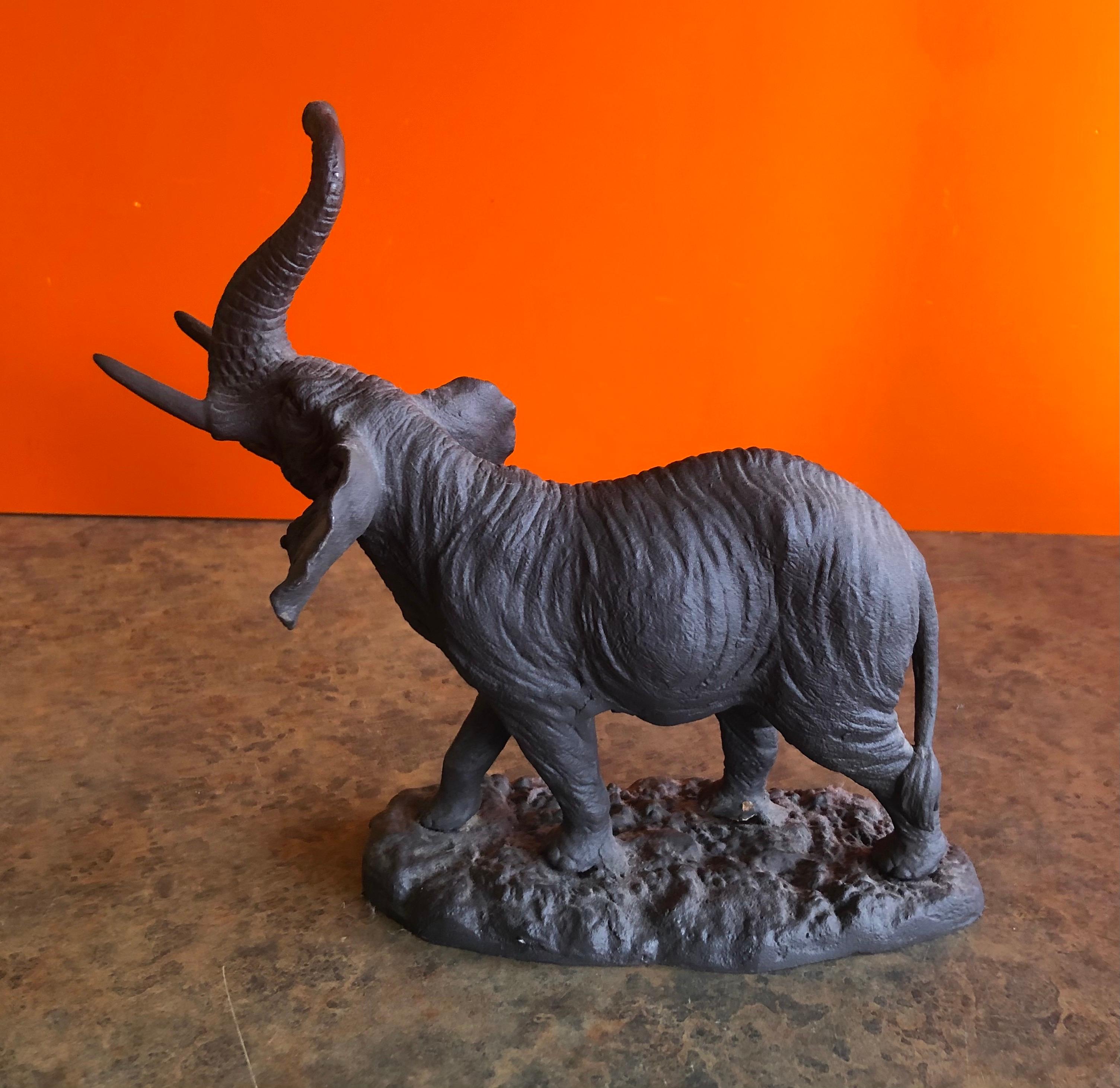 American Pot Metal Elephant Sculpture For Sale