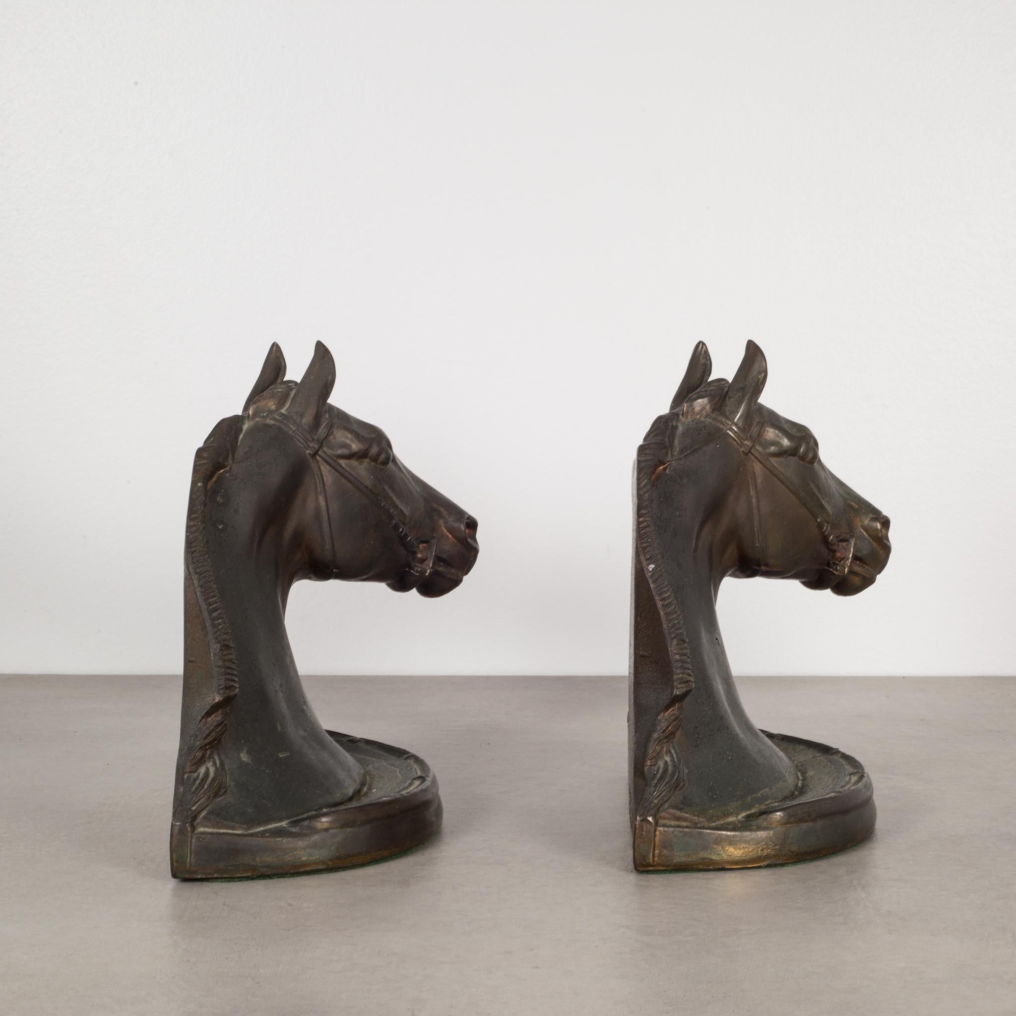 Art Deco Pot Metal Horse Head Bookends by Gladys Brown for Dodge Inc., circa 1930