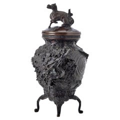 Vaso con coperchio, giapponese, XIX secolo, in bronzo, periodo Meiji (1868-1912)