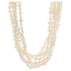 Potato Pearl Multi Strand Necklace with 14 Karat Yellow Gold Floral Style Clasp