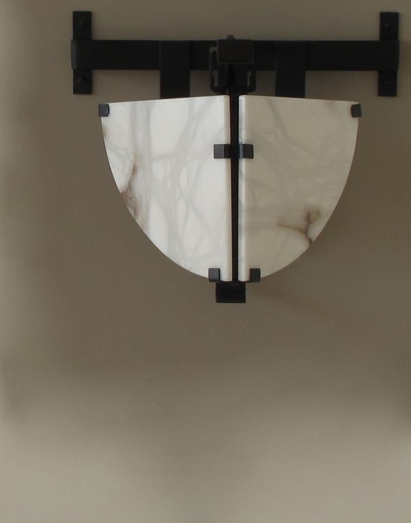 American 'Potence' Alabaster Sconce in the Manner of Pierre Chareau For Sale