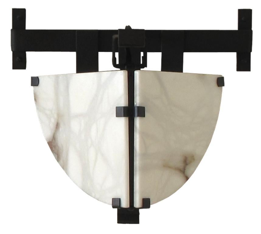 Contemporary 'Potence' Alabaster Sconce in the Manner of Pierre Chareau For Sale
