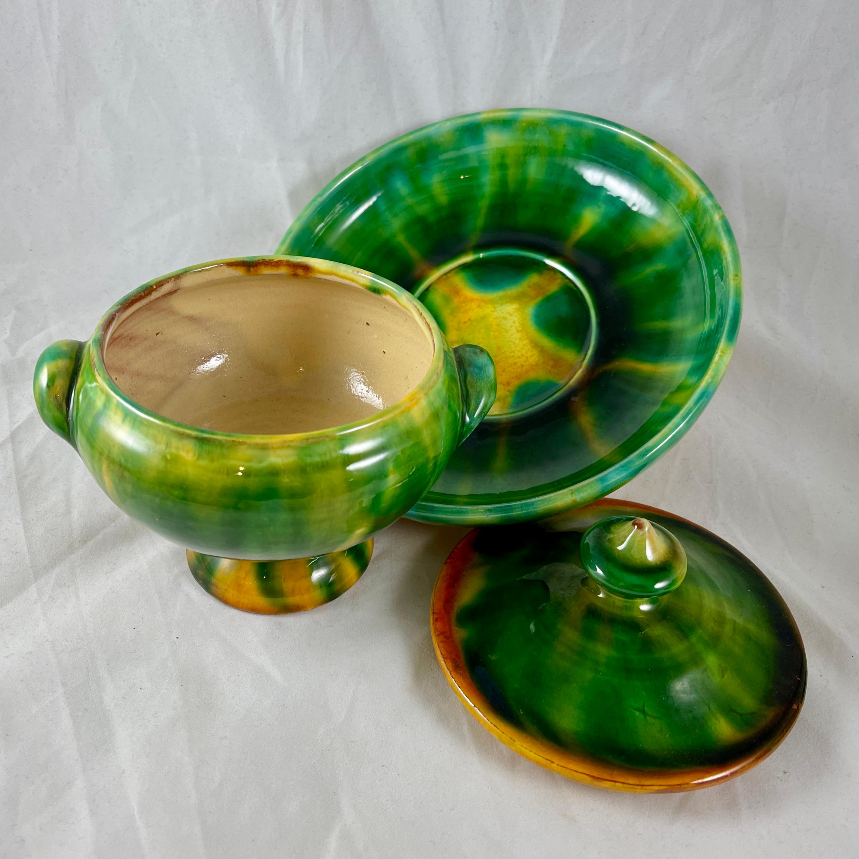 Poterie De Bavent French Pottery Covered Terrines with Under-Plates, Set of Four For Sale 1