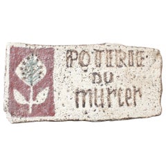 Poterie Du Mûrier Plaque with Mulberry Leaf Logo by Gustave Reynaud, circa 1950s