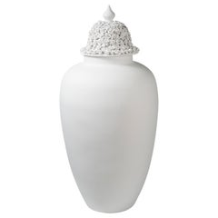 Potiche Borromeo Camellias, Matt White Ceramic, Italy