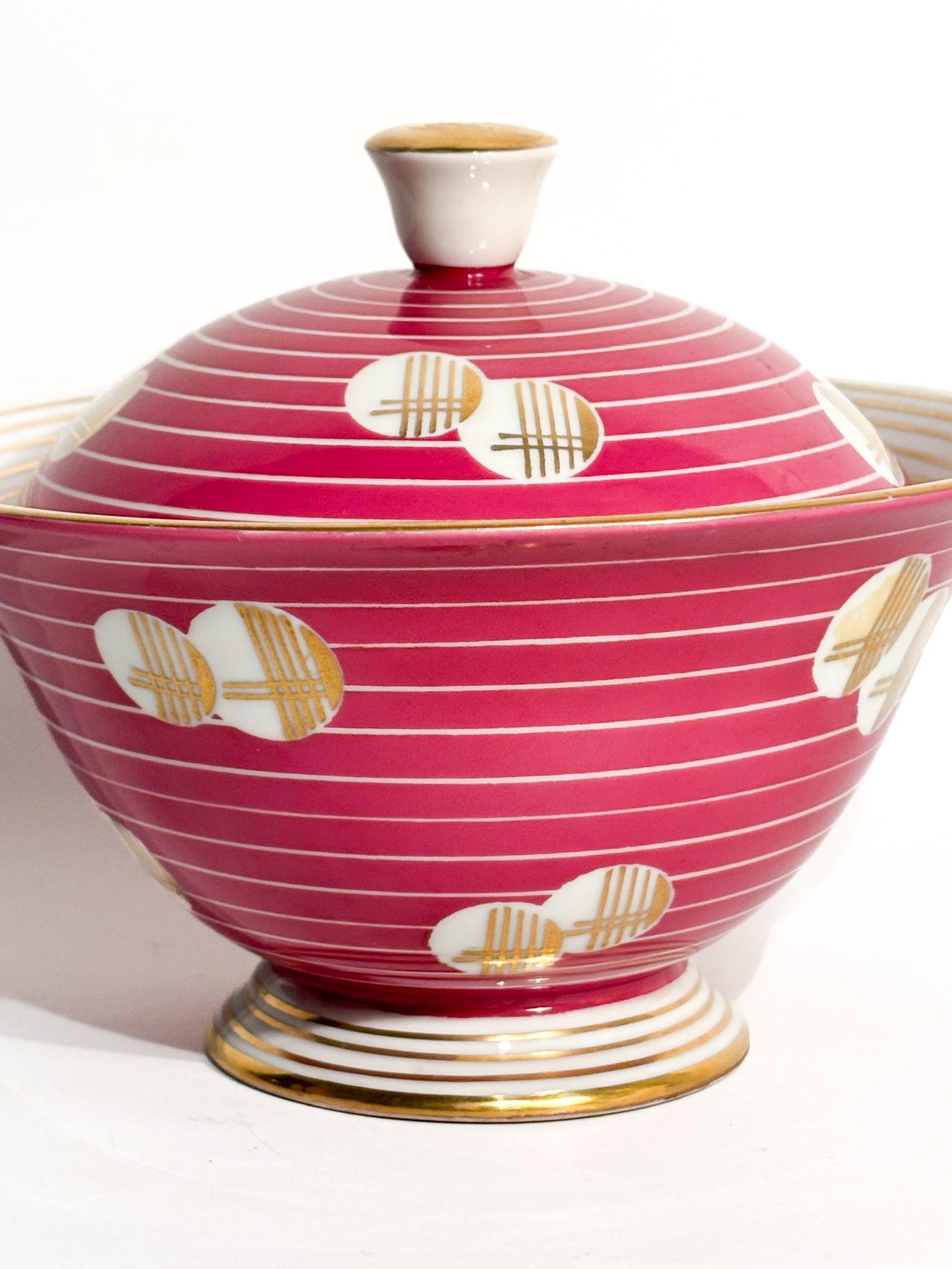 Metà XX secolo Potiche Decò in Porcellana Arzberg Dipinta a Mano Anni 30 in vendita