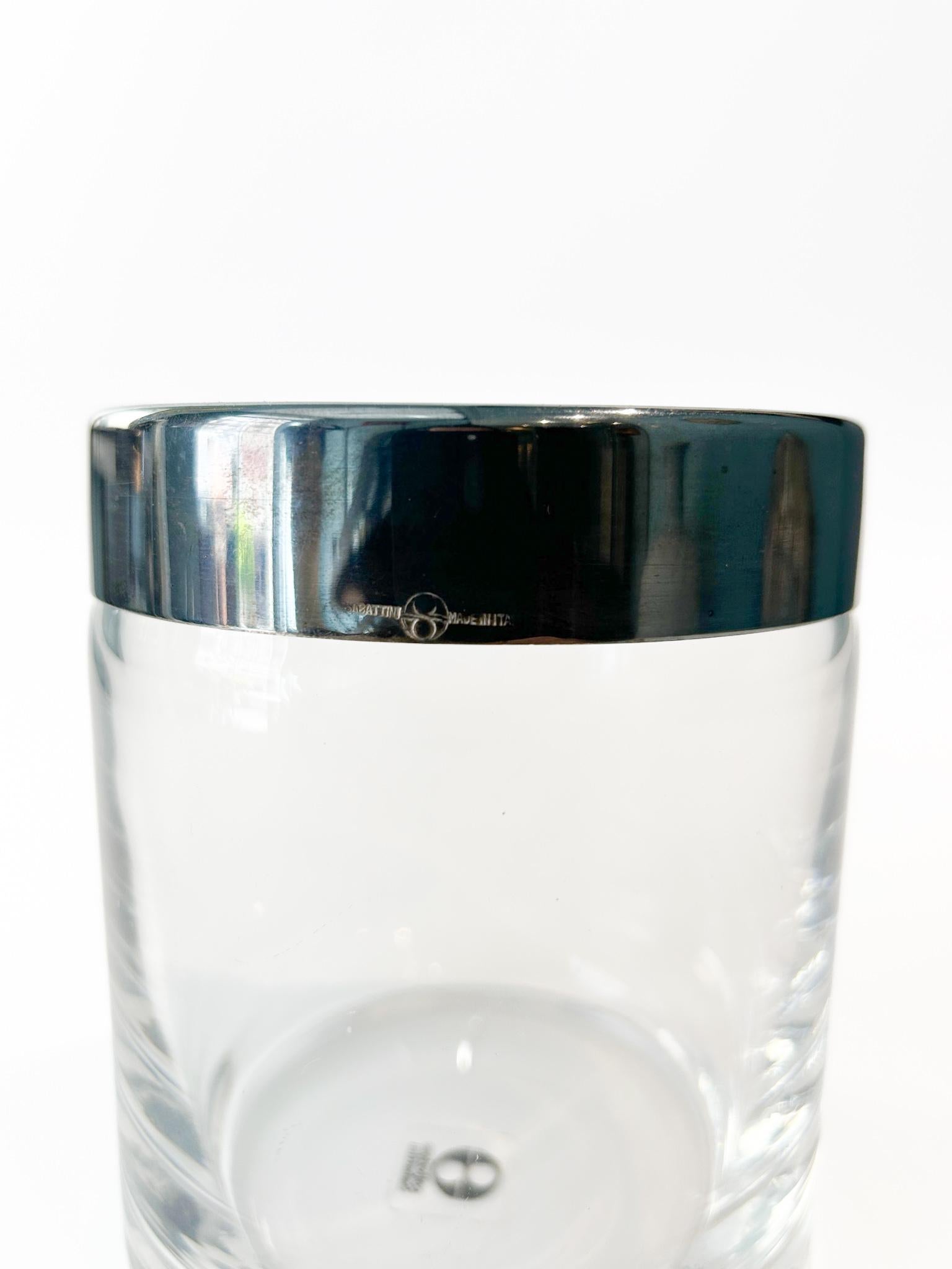 Mid-Century Modern Potiche en verre et métal Silver par Lino Sabattini dans les années 1970