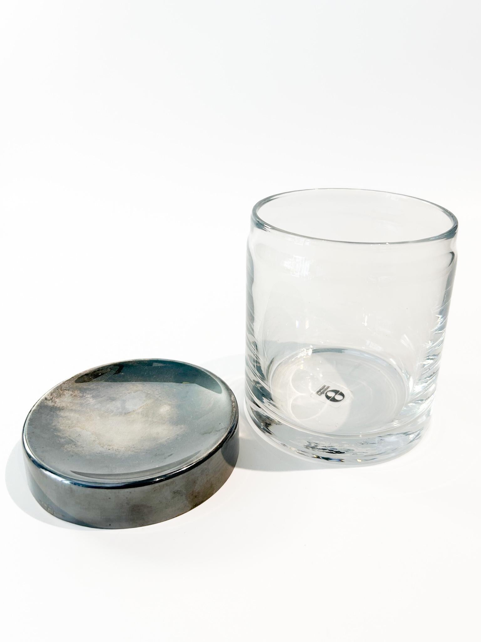 Potiche en verre et métal Silver par Lino Sabattini dans les années 1970 État moyen à Milano, MI