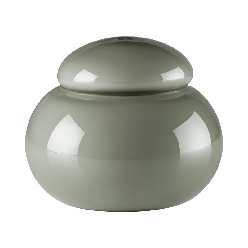 Potiche Jar in Gray Opal Blown Glass by Venini