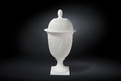 Potiche Palladio with Top, Matt White Ceramic, Italy