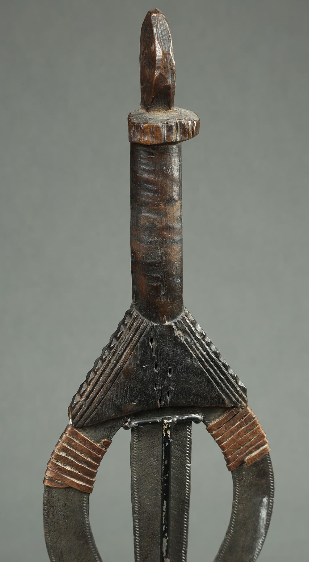 Tribal Poto African Iron Sword, Congo Africa on Stand For Sale