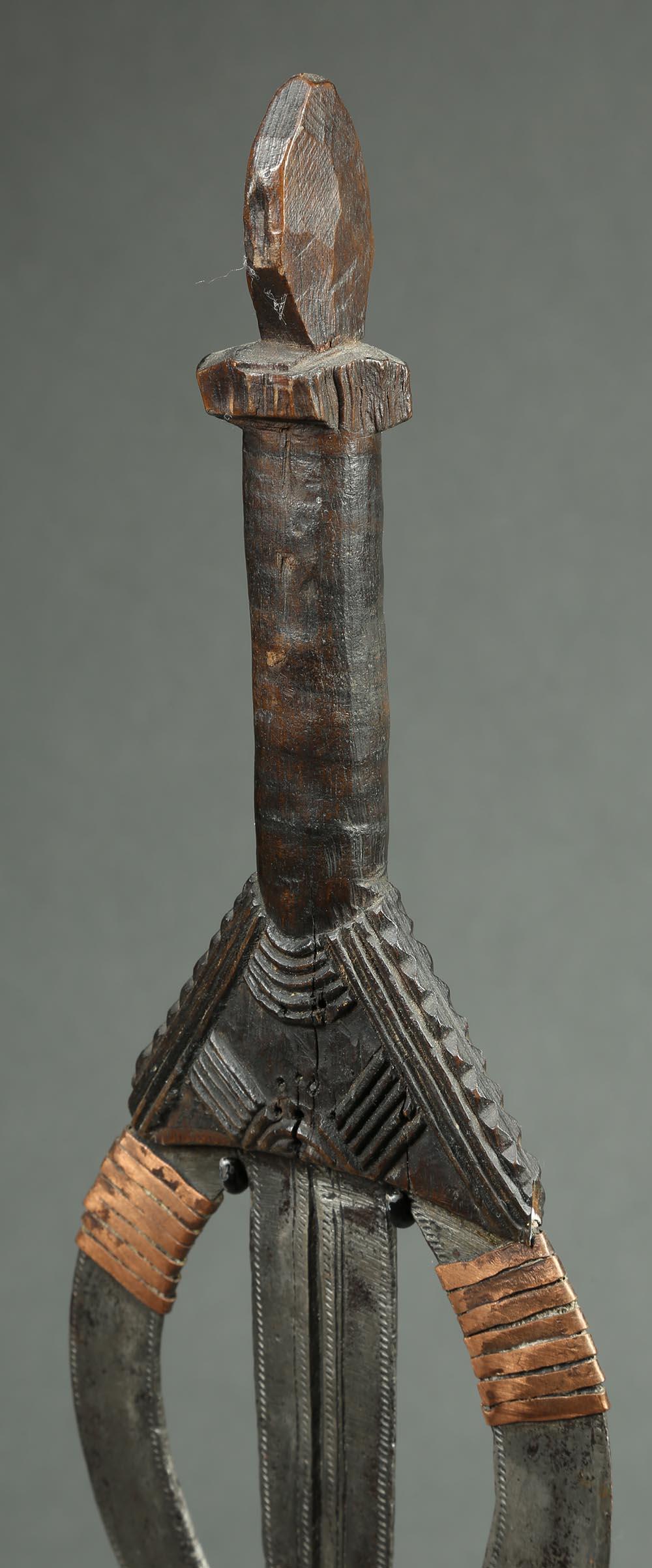 Congolese Poto African Iron Sword, Congo Africa on Stand For Sale