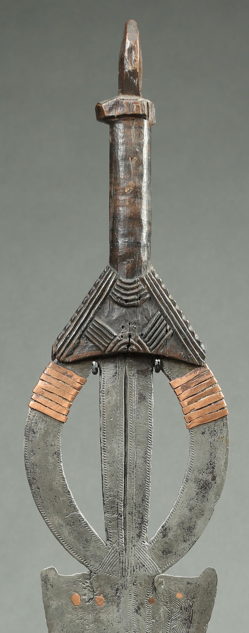 Hand-Crafted Poto African Iron Sword, Congo Africa on Stand For Sale