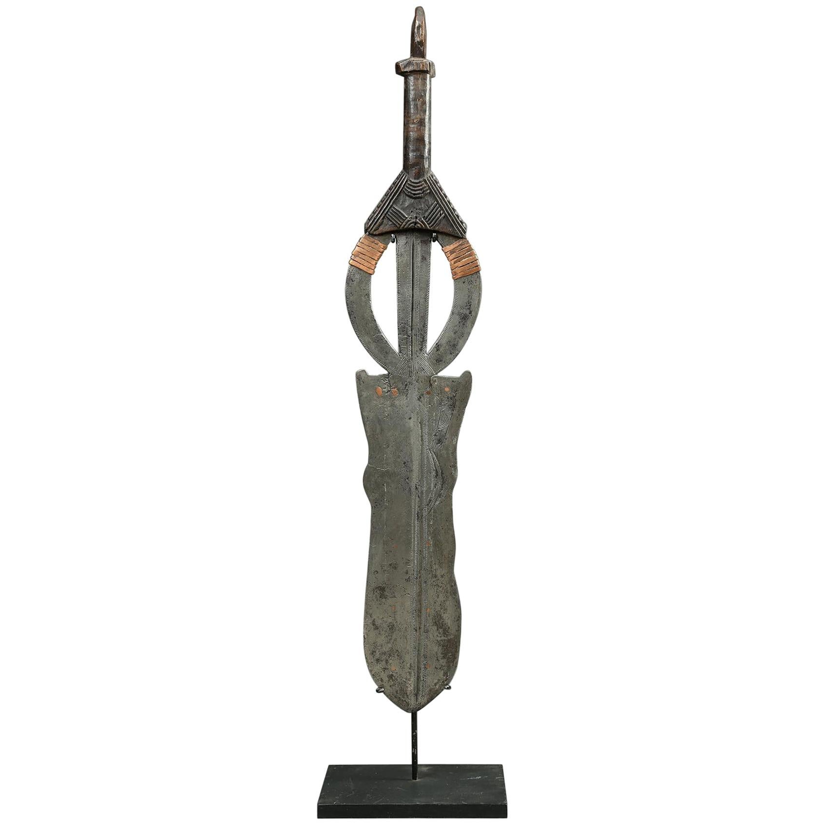 Poto African Iron Sword, Congo Africa on Stand For Sale