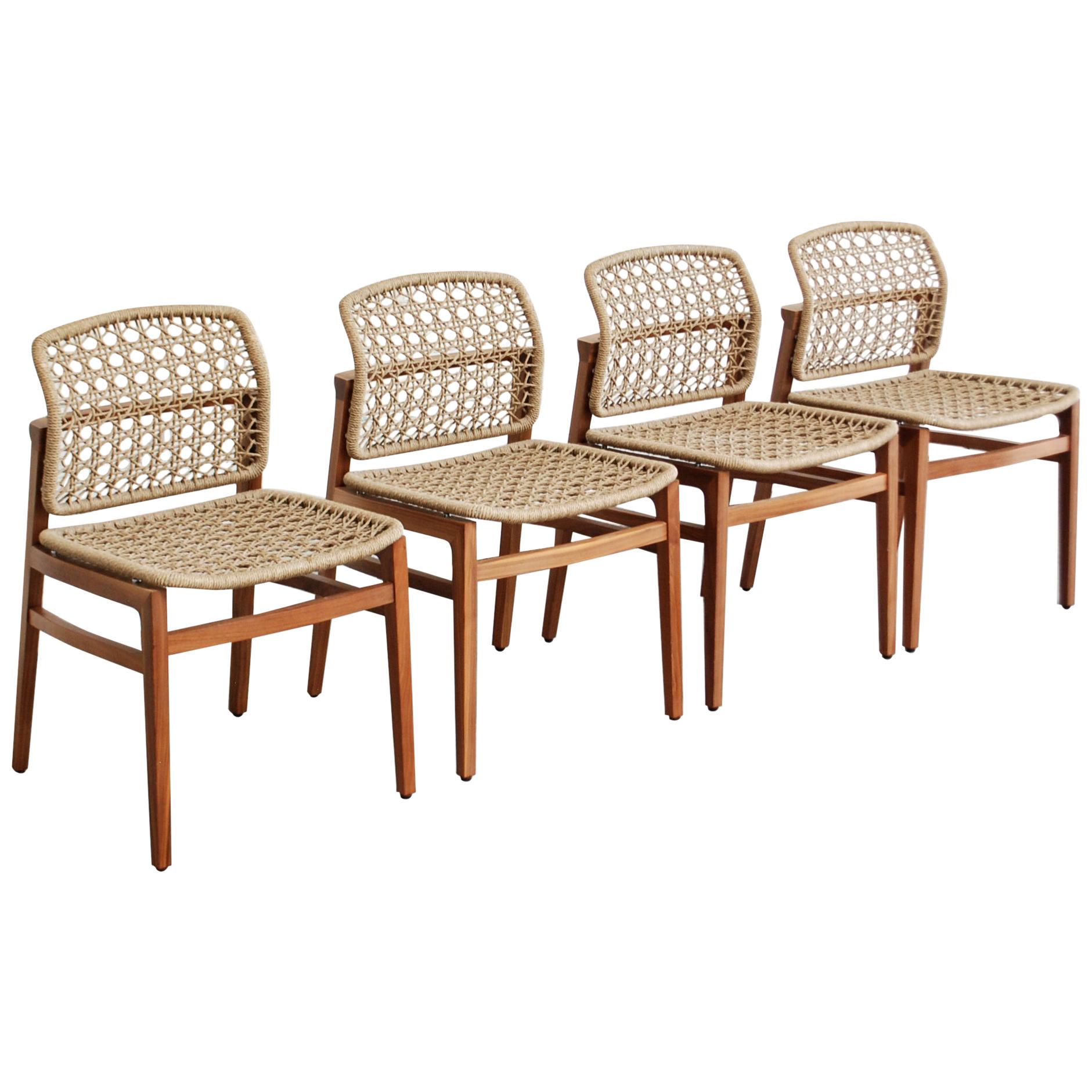 Potocco Modell Patio Design Hannes Wettstein 4 Dining Walnut Chairs For Sale