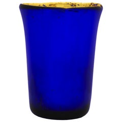 Vaso blu POTOCKA impreziosito da foglia d’argento bruciata a caldo, di Giberto Venezia