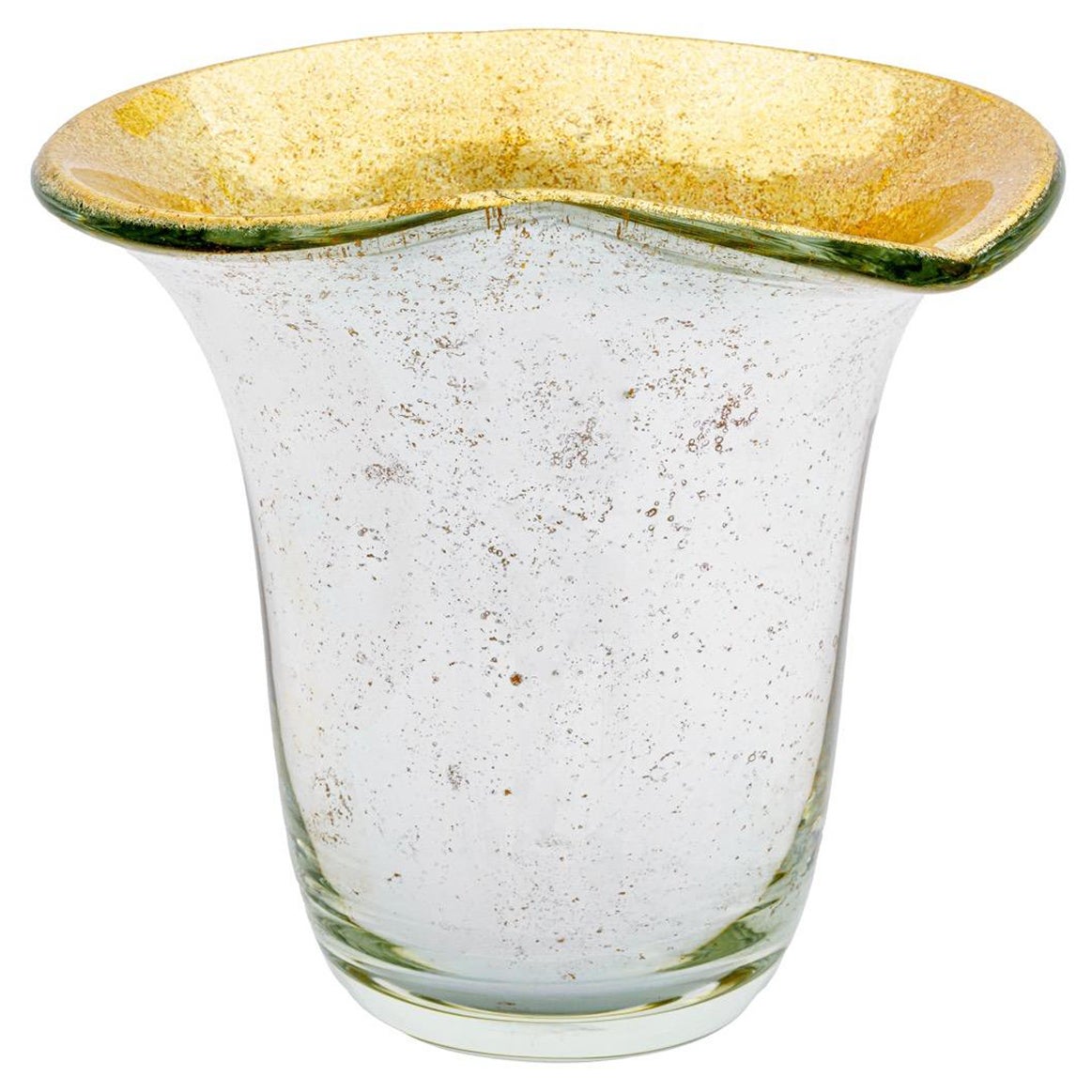 Vase en cristal POTOCKA rehaussé de feuilles d'argent brûlées à chaud, par Giberto Venezia
