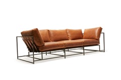 Potomac Tan Leather and Blackened Steel Sofa