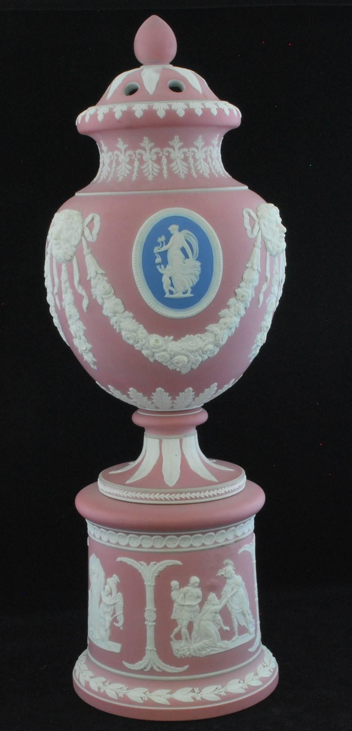 Neoclassical Revival Potpourri Vase, Tricolor, Dudson, circa 1850