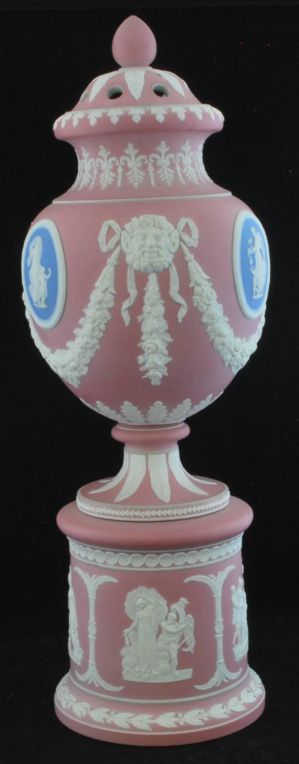 English Potpourri Vase, Tricolor, Dudson, circa 1850