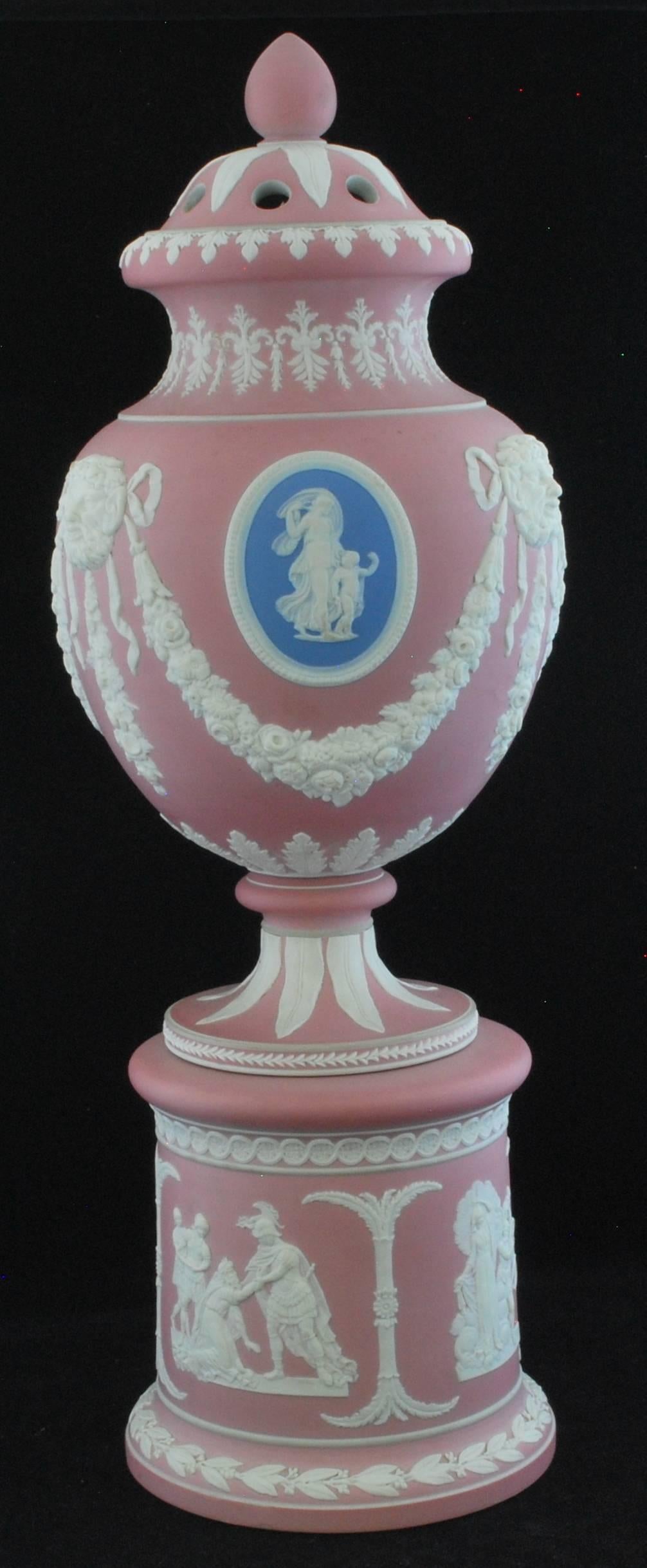 Turned Potpourri Vase, Tricolor, Dudson, circa 1850