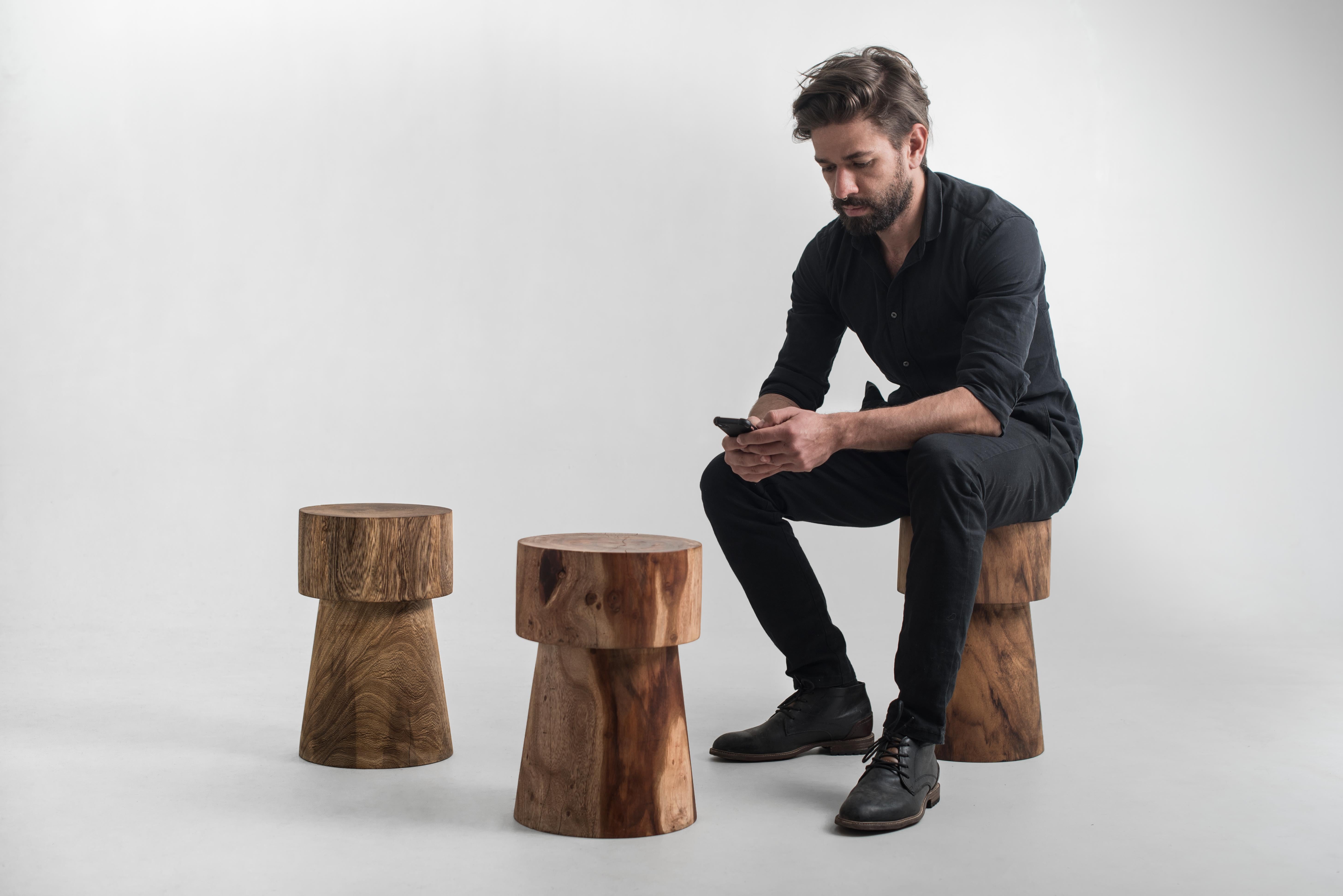 Potro Stools are inspired by the sturdy anatomy of horses and their role in Mexican culture. 

The stools are woodturned in highly resistant parota wood, by the Ramírez Family in San Juan de Abajo, Nayarit; using certified local solid wood. Parota