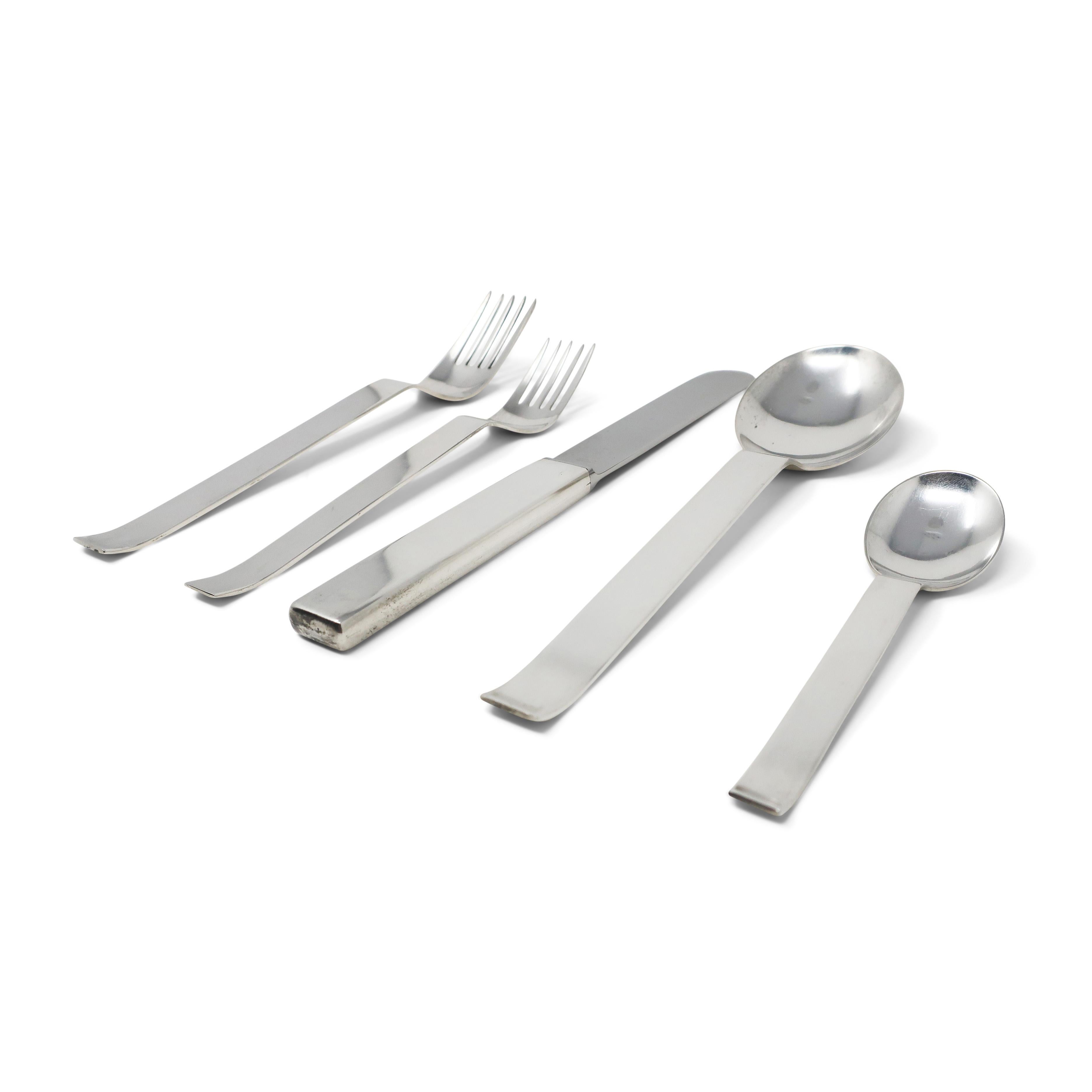 Bauhaus Pott No. 35 Five Piece Sterling Silver Cutlery Set by Carl Pott