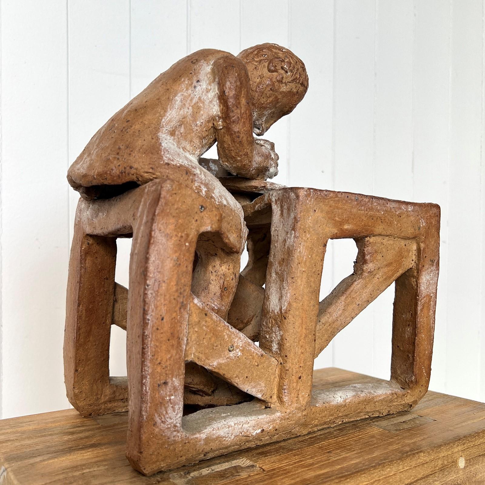 Français Sculpture en terre cuite au travail en vente