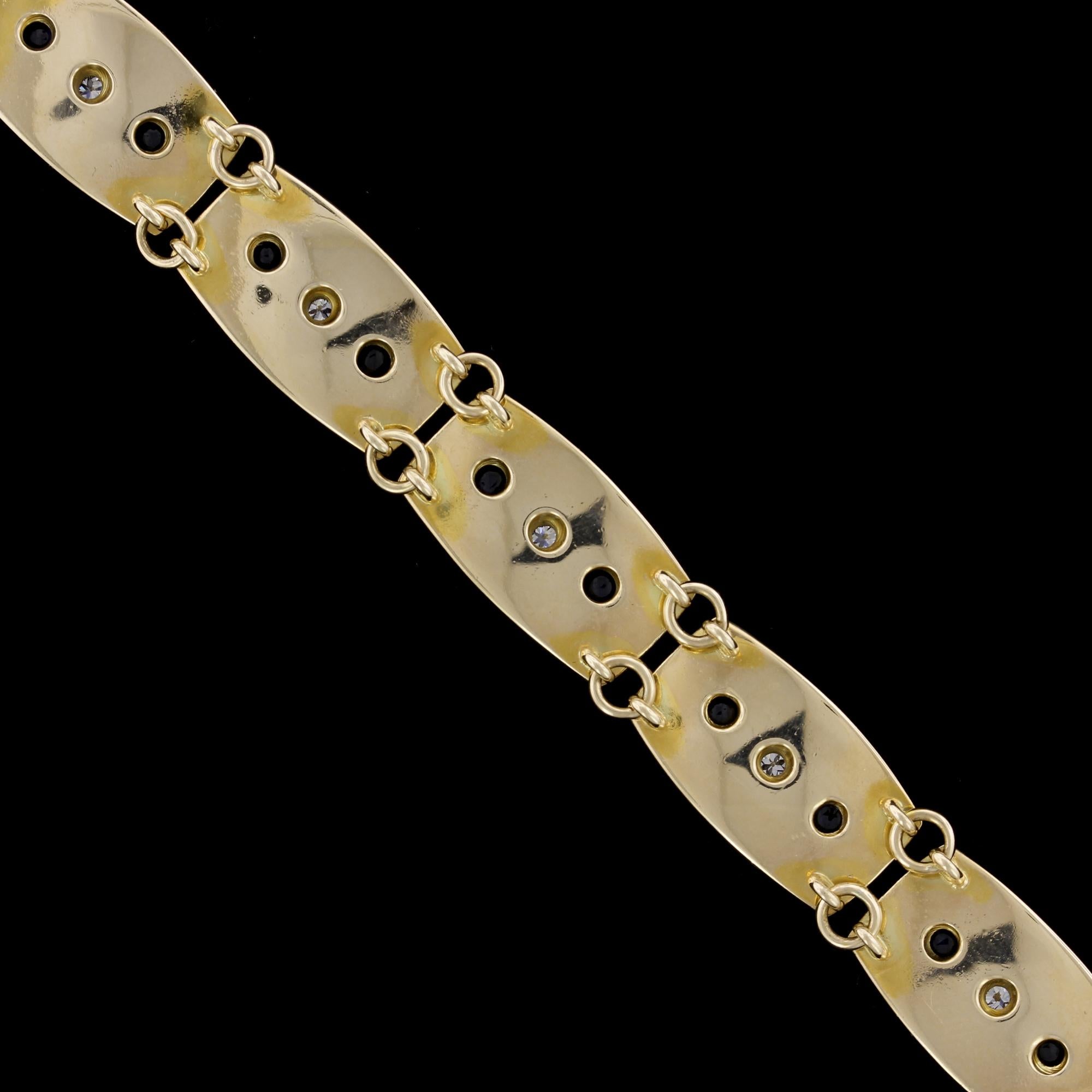 Potter & Mellen 14 Karat Yellow Gold Sapphire and Diamond Bracelet In Good Condition For Sale In Nashua, NH