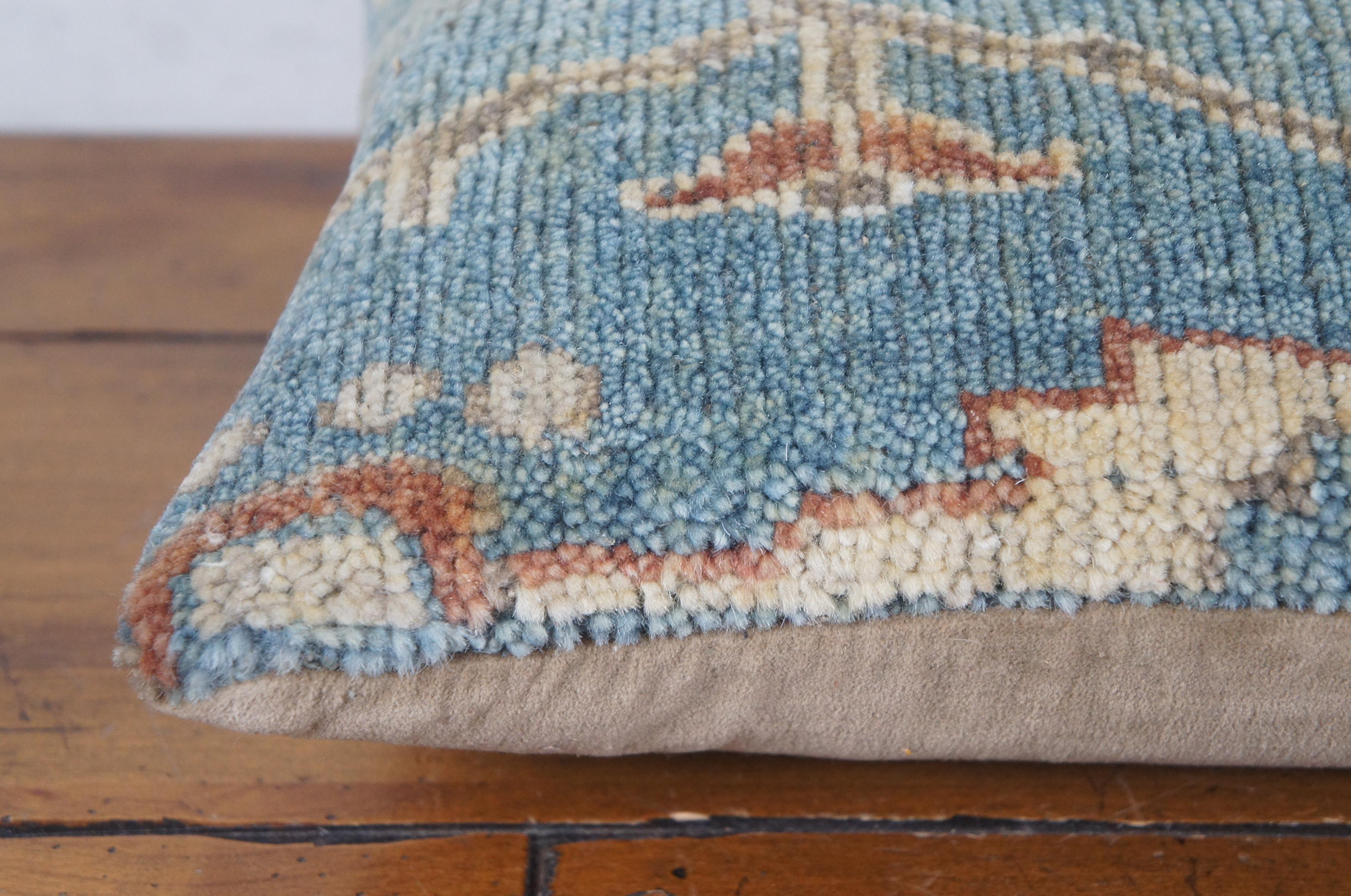 Pottery Barn Down Filled Turkish Wool Carpet Rug Floral Lumbar Throw Pillow 18