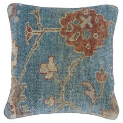 Vintage Pottery Barn Down Filled Turkish Wool Carpet Rug Floral Lumbar Throw Pillow 18"
