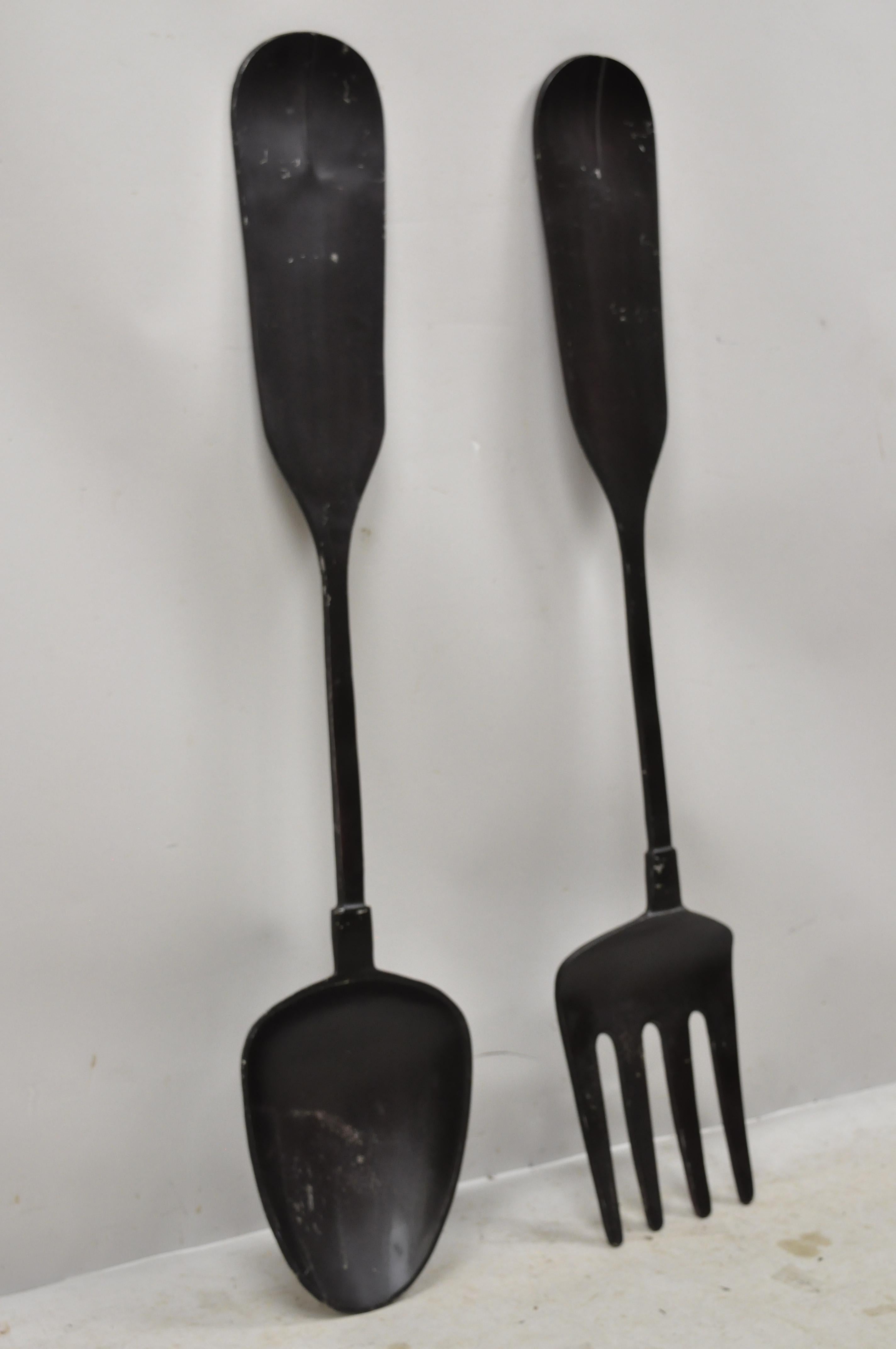 Pottery barn large fork and spoon metal cast aluminum 48