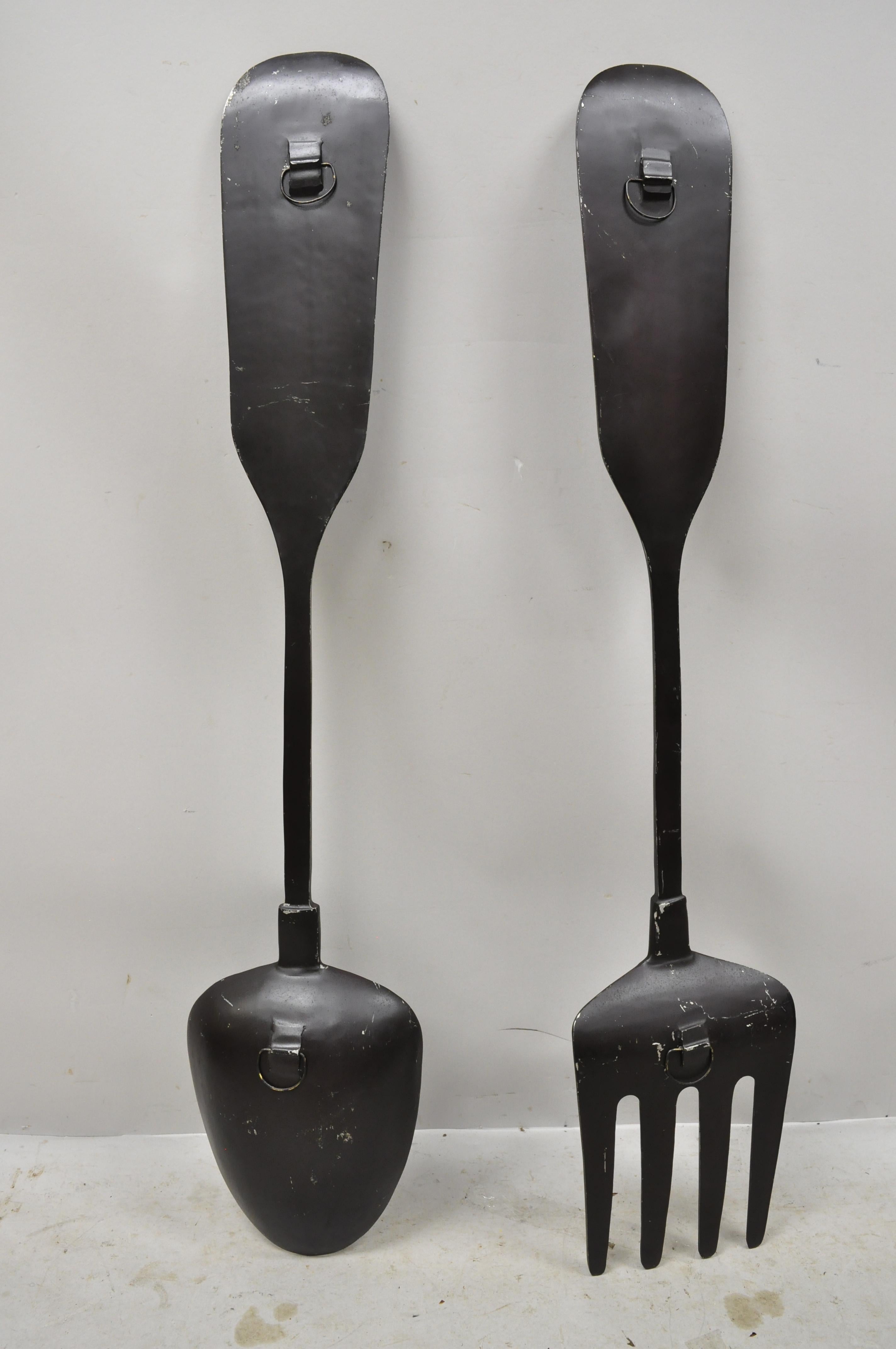 Pottery Barn Large Fork and Spoon Metal Cast Aluminum Wall Art Decor 1